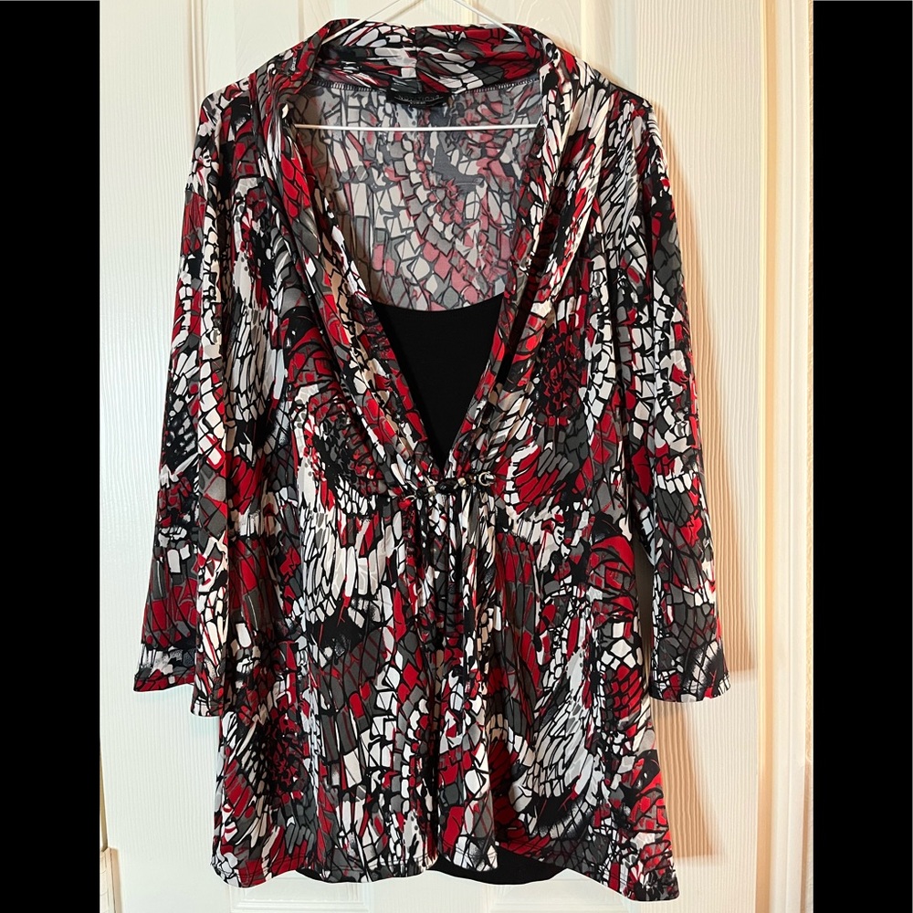 Notations Two-fer Blouse, Beaded, Size 1X